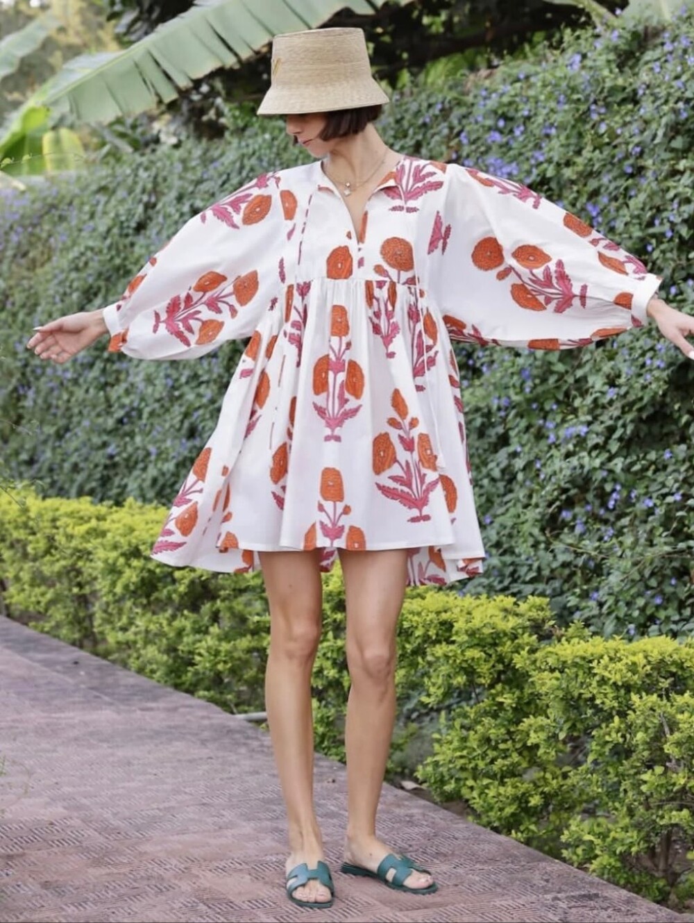 Maison Marigold Mini Dress with Pink & Orange Print